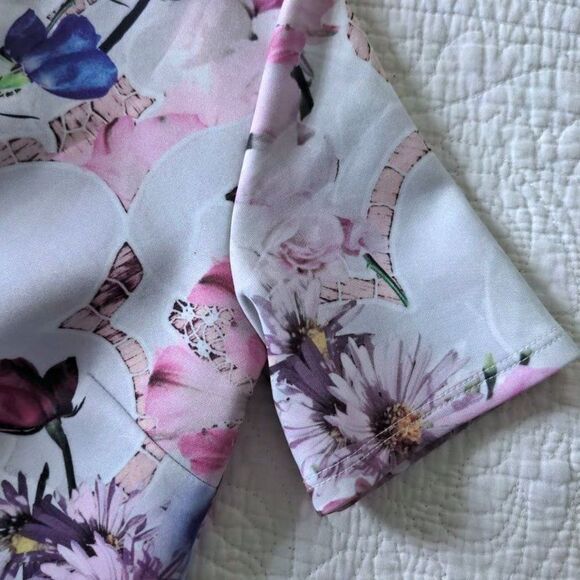 Hope & Ivy Mini Pencil Dress Floral Mirrored Print Cocktail Slit Summer Size 2 - Picture 10 of 13